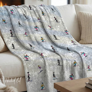 Chic Skiers Decorative Winter Throw Blanket