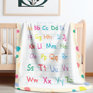 soft sherpa blanket with 'ABC Crayon' design