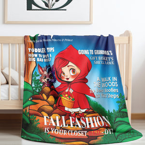 soft sherpa blanket with 'Little Red Riding Hood' design