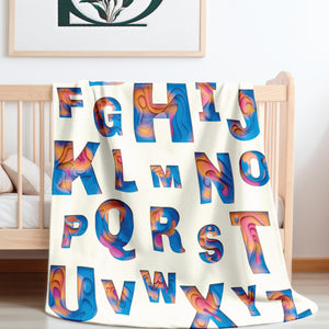 soft sherpa blanket with 'ABC Colorful Cutouts' design