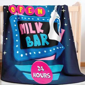 soft sherpa blanket with 'Milk Bar Retro' design