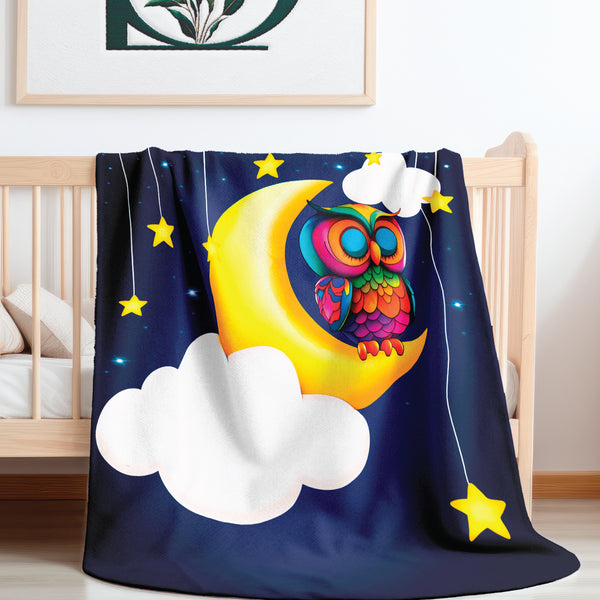 Napping Night Owl Soft Sherpa Baby Blanket