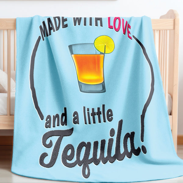 Made with Love Cute Sherpa Baby Blanket Pink