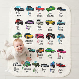 ABC Car Lovers A to Z Sherpa Baby Blanket