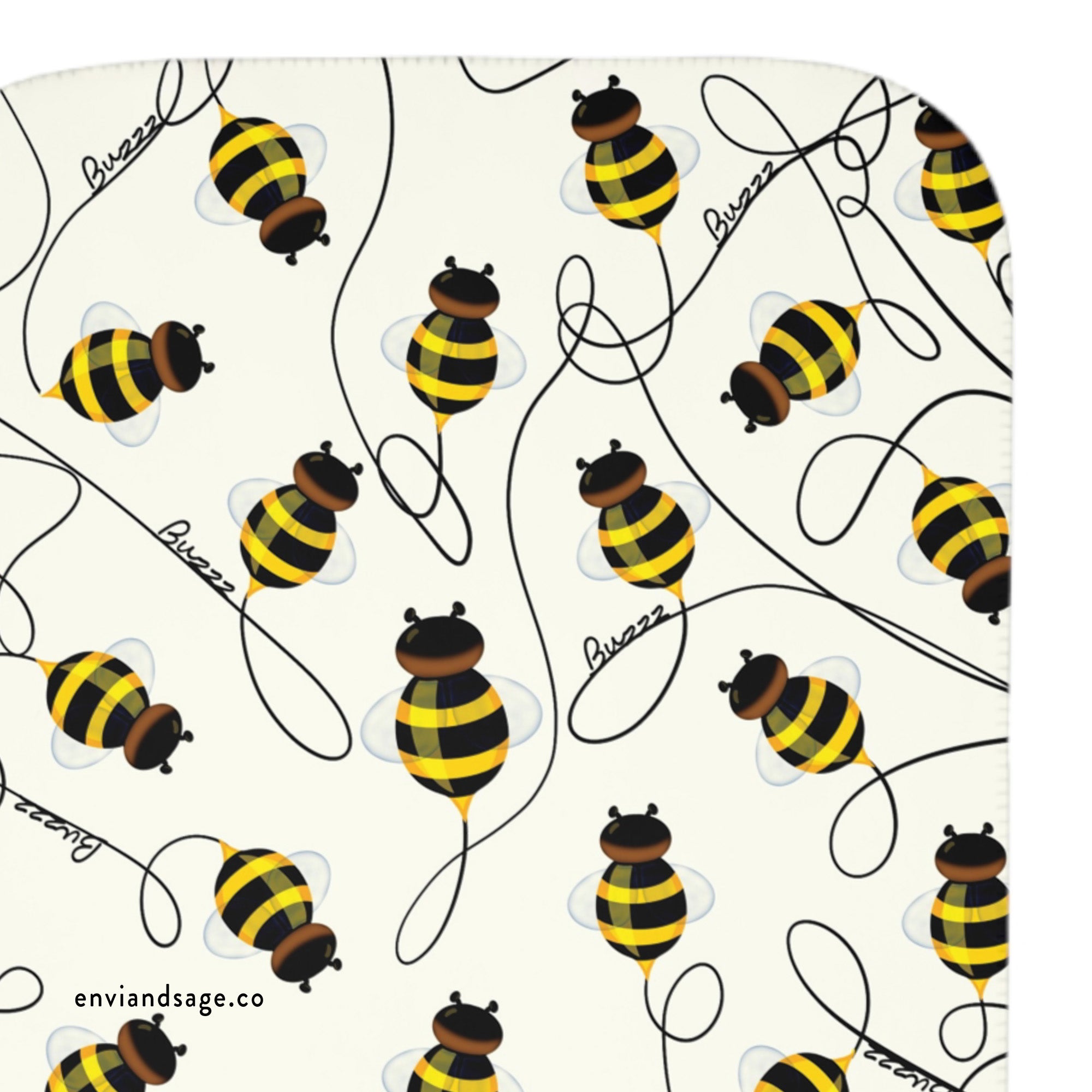 Buzzing Bees Newborn Toddler Soft Sherpa Baby Blanket