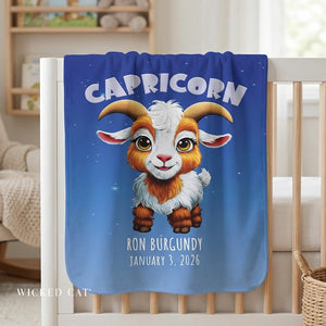Soft sherpa blanket with 'Personalized Capricorn Zodiac | Custom Gift' design