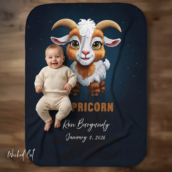 Personalized Capricorn Zodiac Sherpa Baby Blanket