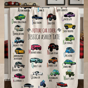 Personalized ABC Car Lover Sherpa Baby Blanket