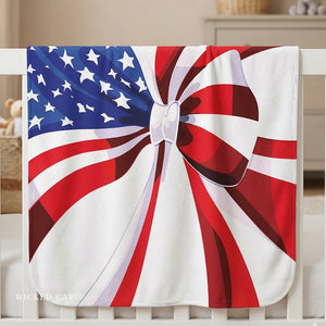 Soft sherpa blanket with 'Little Patriot 4th of July' design