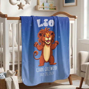Soft sherpa blanket with 'Personalized Leo Zodiac | Custom Gift' design