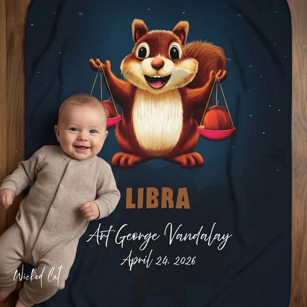 Personalized Libra Zodiac Sherpa Baby Blanket
