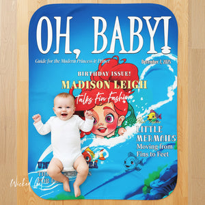 Personalized Little Mermaid Soft Sherpa Baby Blanket | Custom Gift