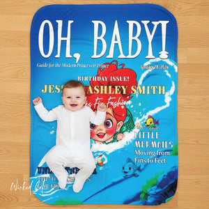 Personalized Little Mermaid Soft Sherpa Baby Blanket | Custom Gift