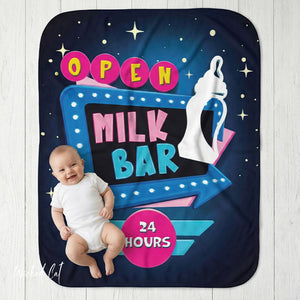 soft sherpa blanket with 'Milk Bar Retro' design