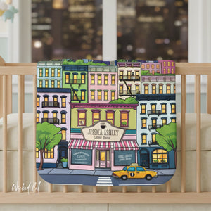 Personalized Name New York City Soft Sherpa Baby Blanket