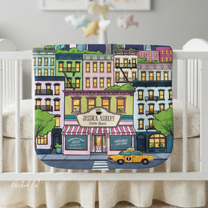 Personalized Name New York City Soft Sherpa Baby Blanket