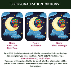 Personalized Night Owl Sherpa Baby Blanket