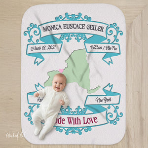 Personalized Newborn Soft Sherpa Baby Blanket | Custom Baby Gift