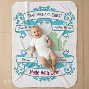 Personalized Newborn Soft Sherpa Baby Blanket | Custom Baby Gift