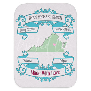 Personalized Newborn Soft Sherpa Baby Blanket | Custom Baby Gift
