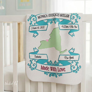 Personalized Newborn Soft Sherpa Baby Blanket | Custom Baby Gift