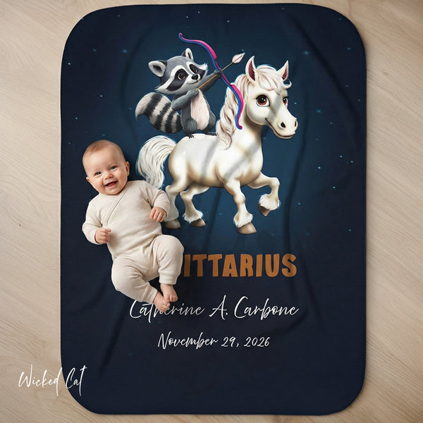 Personalized Sagittarius Zodiac Sherpa Baby Blanket