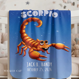 Soft sherpa blanket with 'Personalized Scorpio Zodiac | Custom Gift' design
