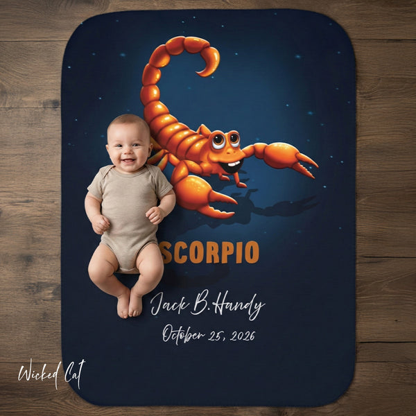 Personalized Scorpio Zodiac Sherpa Baby Blanket