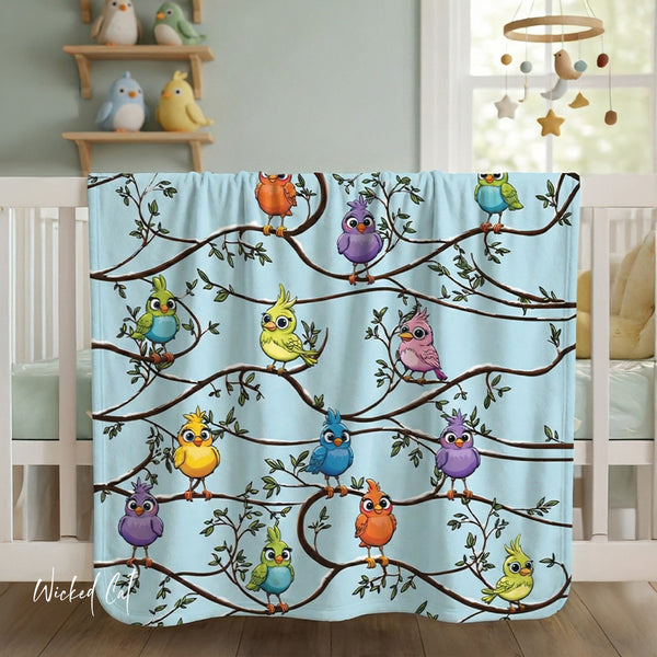 Snow Birds Soft Sherpa Baby Blanket