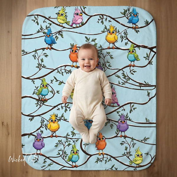 Snow Birds Soft Sherpa Baby Blanket