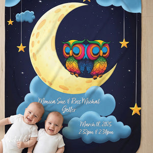 Personalized Twins Sherpa Baby Blanket