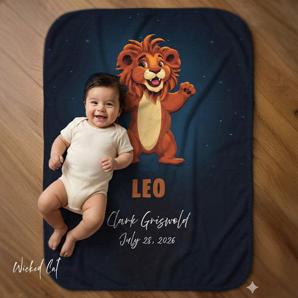 Personalized Leo Zodiac Sherpa Baby Blanket