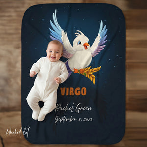 Personalized Virgo Zodiac Sherpa Baby Blanket