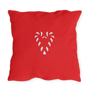 throw pillow with 'Reversible Candy Cane Heart Outdoor' design