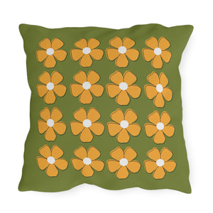 throw pillow with 'Green & Yellow Floral Spring' design