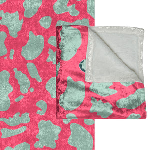 Pink & Mint Green Animal Print Decorative Throw Blanket