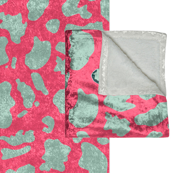 Pink & Mint Green Animal Print Decorative Throw Blanket