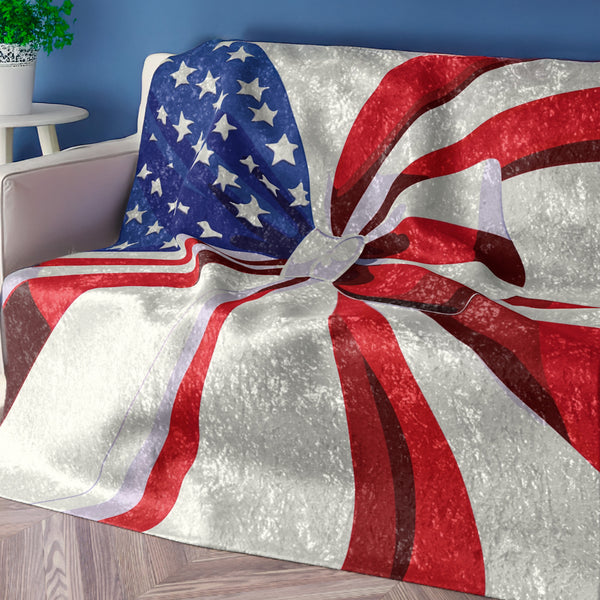 American Flag Chic Patriotic Shimmering Throw Blanket