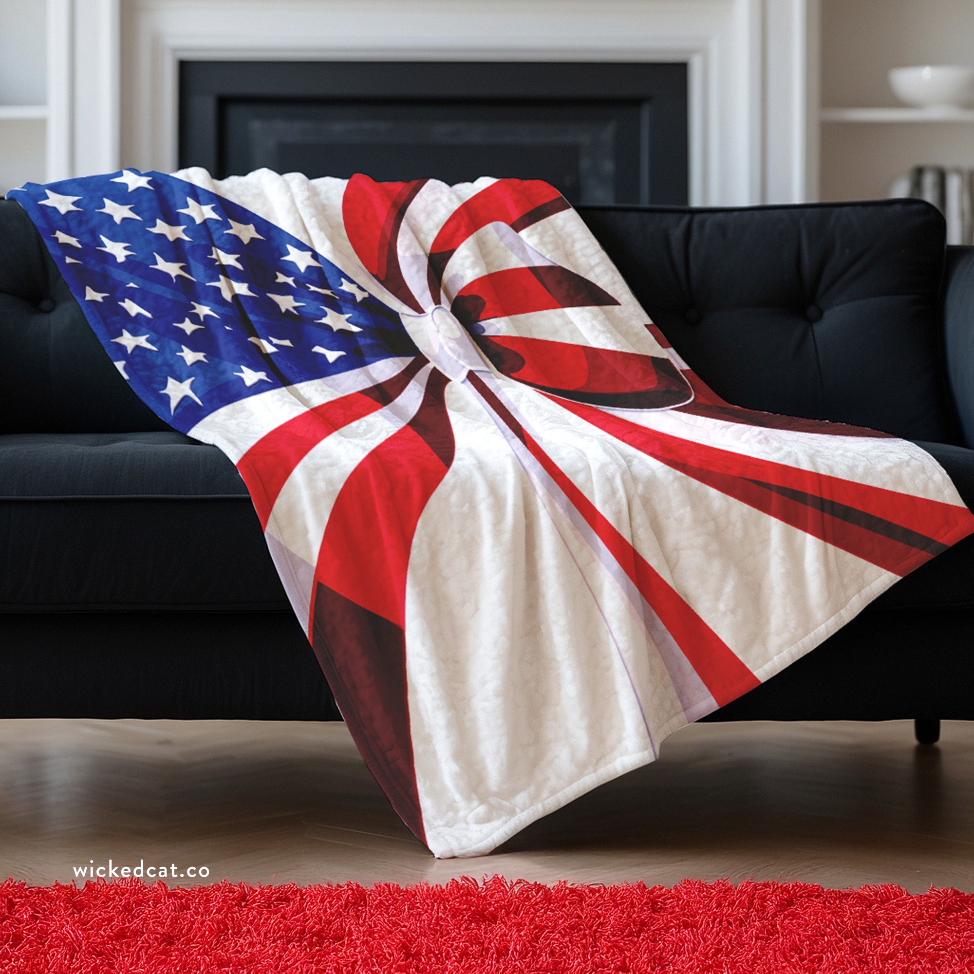 American Flag Chic Patriotic Shimmering Throw Blanket
