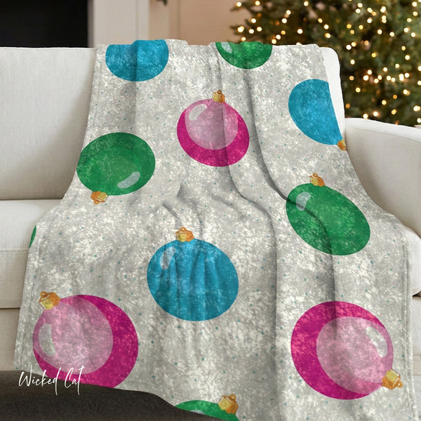 Tree Ornaments Festive Christmas Throw Blanket
