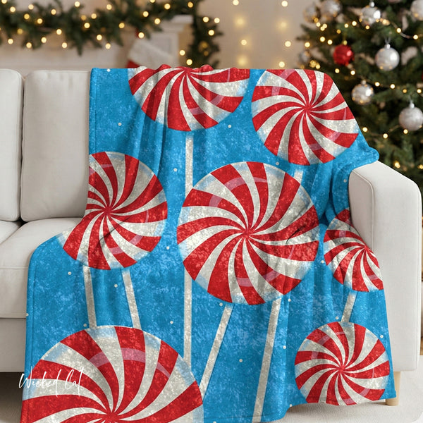 Peppermint Candy Cane Throw Cozy Christmas Blanket