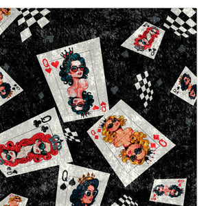 Playing Cards Queens Chic Black Throw Blanket