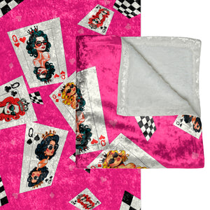 Playing Cards Queens Chic Black Throw Blanket