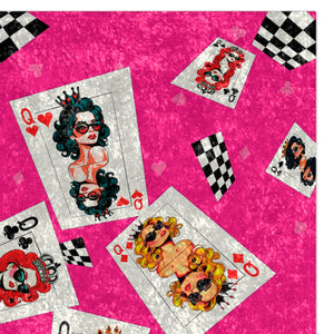 Playing Cards Queens Chic Black Throw Blanket