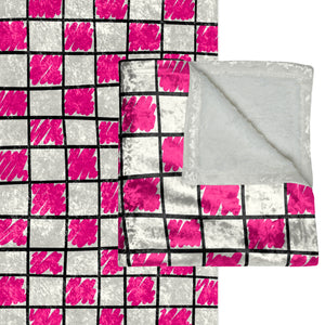 Checkered White & Pink Chic Couch Throw Blanket