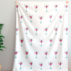 Soft sherpa blanket with 'Cupids Arrow Martini Soft Sherpa Throw' design