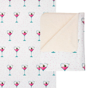 Soft sherpa blanket with 'Cupids Arrow Martini Soft Sherpa Throw' design