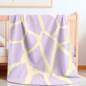 Soft sherpa blanket with 'Purple & Cream Giraffe Print' design
