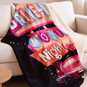 Retro Movie Night Plush Sherpa Throw Blanket