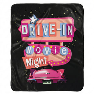 Retro Movie Night Plush Sherpa Throw Blanket
